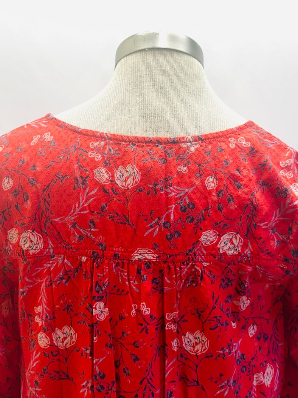 CASLON Women Long Sleeve Pullover V-Neck Floral Red Casual Shirt Size Small - Picture 8 of 13